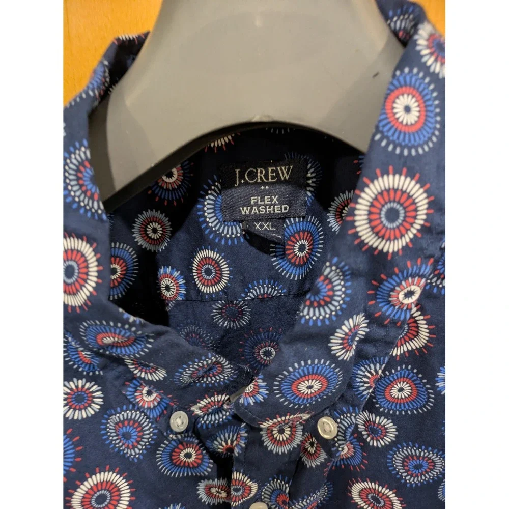 J.CREW slim fit Button short‎ sleeve shirt navy XXL Fits XL
